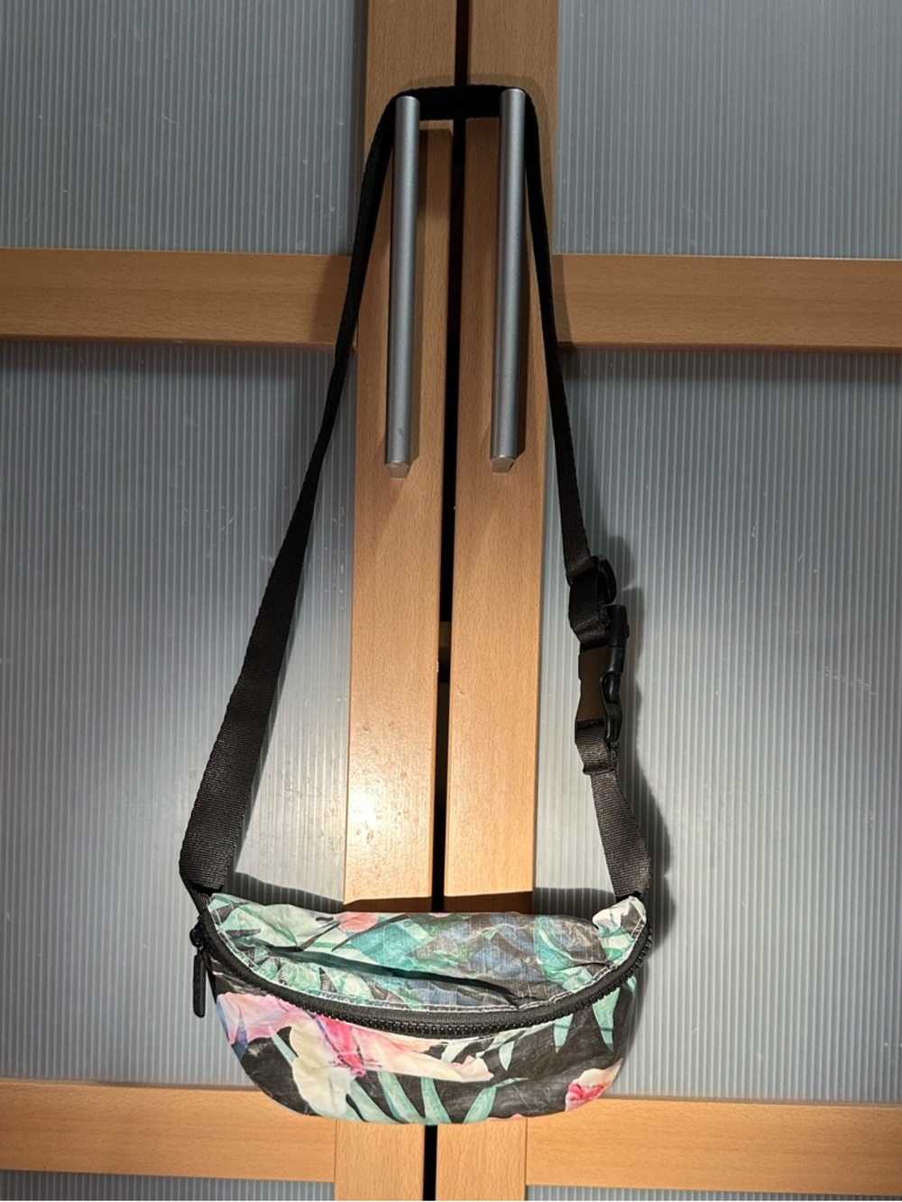 ALOHA Collection Floral Black Tropical Mini Belt Bag